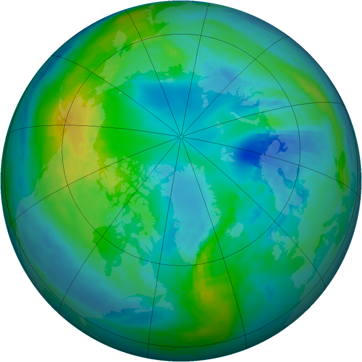 Arctic ozone map for 25 October 1985
